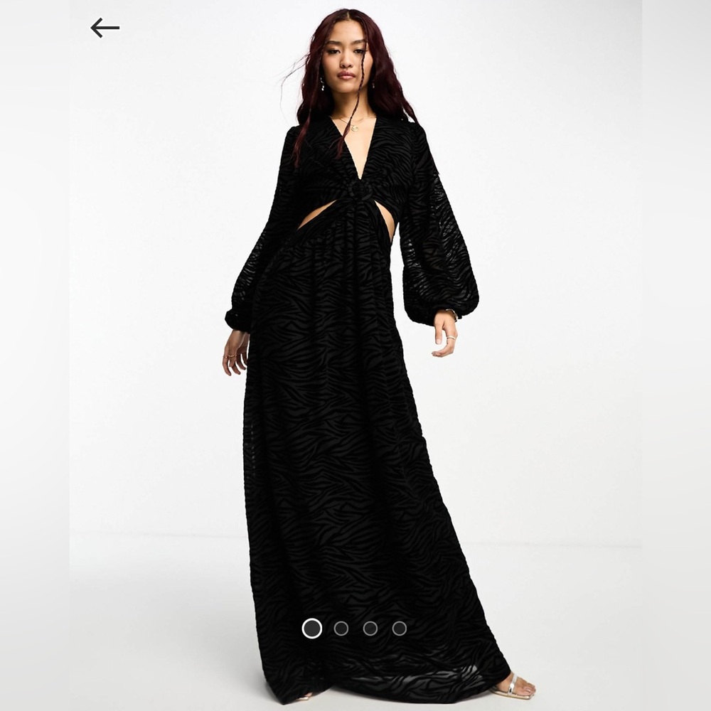 Style Cheat Black Maxi Zebra Dress with Cut-Out Design Sz 10